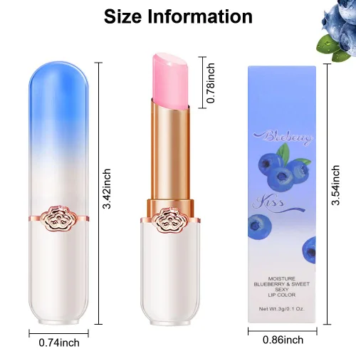 Miniatura 7 de BINGBRUSH 2 Piezas Lápiz Labial Reina que Cambia de Color Arándano, PH Mood de Larga Duración Labiales Brillo Labial Bálsamo Labial Tinte Mágico 2