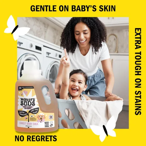 Miniatura 3 de Detergente Molly's Suds para ropa de bebé líquido Elimina fórmula, caca y manchas de escupir Extra suave para bebés, niños pequeños