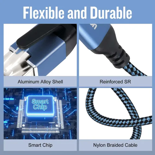 Miniatura 5 de Cable USB C a Ethernet, cable tipo C a RJ45 de 2 pies, cable USB C a Gigabit Ethernet compatible con Thunderbolt 3/4, conectado directamente a