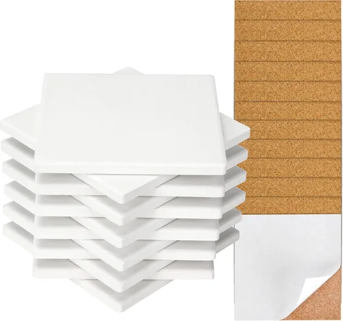 Colovis Paquete de 12 posavasos de cerámica para manualidades, 4 pulgadas, cuadrados sin esmaltar, costeros de cerámica en blanco con almohadillas