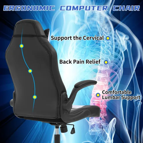 Miniatura 3 de BLKMTY Silla ergonómica para computadora para juegos de PC, silla giratoria ajustable de carreras de videojuegos con soporte lumbar y reposacabezas
