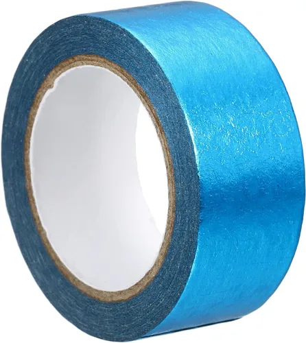 PATIKIL Cinta Washi metálica de 0.591 in x 16.4 ft, 1 rollo de adhesivo adhesivo autoadhesivo para decoración de manualidades, color azul claro