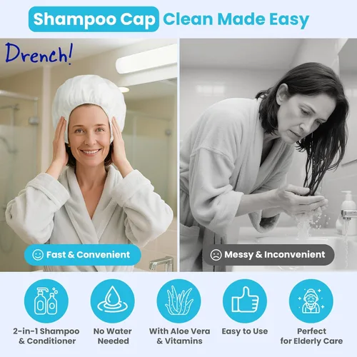 Miniatura 2 de Drench - Cápsulas de champú sin enjuague - Tapa de champú y acondicionador sin agua - Cápsulas de lavado de cabello seco para ancianos o postrados