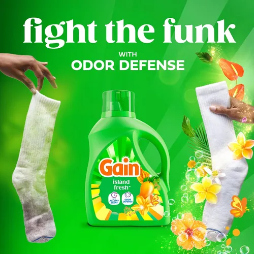 Miniatura 4 de Gain Detergente líquido para ropa, con defensa del olor, aroma fresco de isla, jabón de lavandería para lavadoras HE, 132 onzas líquidas, 100 cargas
