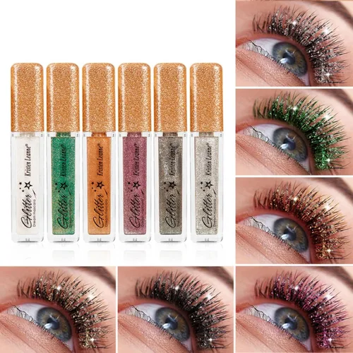 Miniatura 2 de Máscara de pestañas con purpurina, Corleone Máscara brillante y con destellos para pestañas, encantadora y duradera para maquillaje de ojos (Negro)