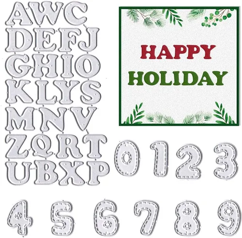 Miniatura 9 de Troqueles de corte del alfabeto mayúscula de metal, huecos, 26 letras del alfabeto, palabras, troqueladas, plantillas en relieve, molde de plantilla