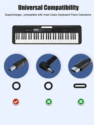 Miniatura 6 de SOLICE Adaptador de CA de 9 V compatible con teclado Casio AD-5 AD-5MU AD-5MR WK-110 WK-200 LK-43 LK-100 LK-220 CTK-496 CTK-573 CTK-700 CTK-710