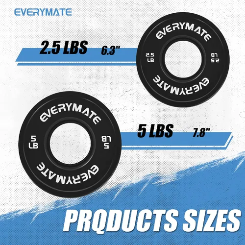 Miniatura 2 de EVERYMATE Juego de placas de peso de cambio negro, 1.25 libras, 2.5 libras, 5 libras, juego de placas olímpicas fraccionarias para entrenamiento 15