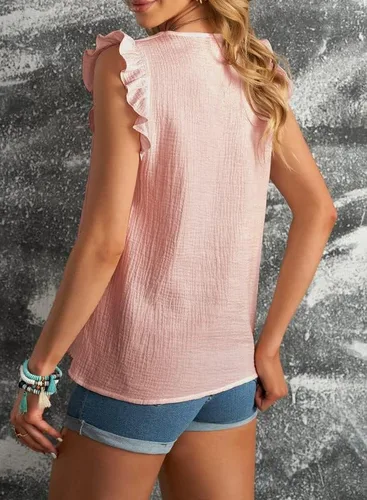 Miniatura 2 de Dokotoo Camisetas sin mangas con volantes y cuello en V para mujer 2023
