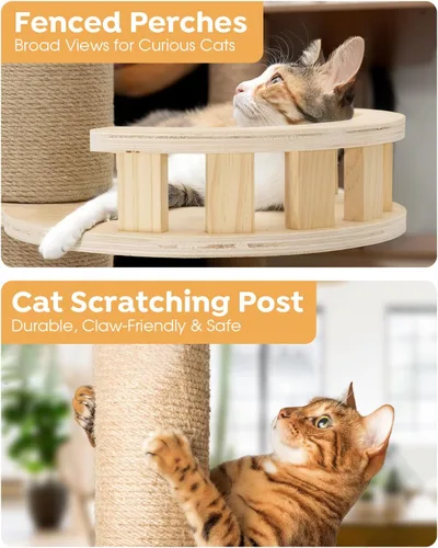Miniatura 5 de Veehoo Altura del árbol para gatos de piso a techo (106-123 pulgadas), ajustable, resistente y alto con postes rascadores de 4.3 pulgadas de grosor