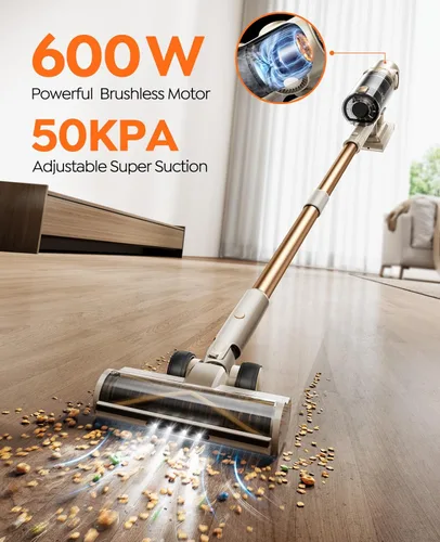 Miniatura 2 de Aspiradora inalámbrica, aspiradora de 80 minutos/50 kpa/600 W para el hogar, aspiradoras de pie con pantalla táctil, faros LED, antienredos