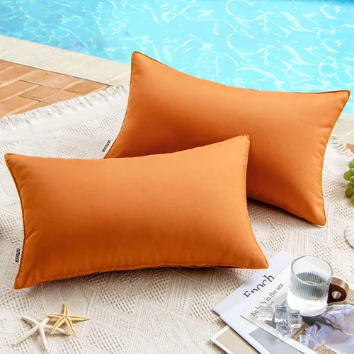 Miniatura 14 de MIULEE - Juego de 2 fundas de almohadas decorativas para exteriores, impermeables, cuadradas, para jardín, para cenador de primavera, tienda de Negro