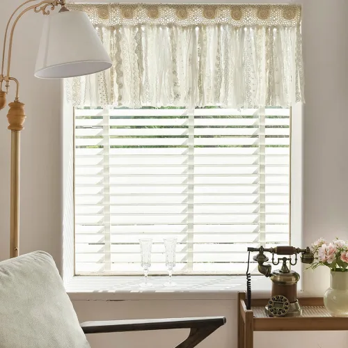 Miniatura 2 de YJ YANJUN Cenefas bohemias para ventanas hechas a mano de algodón con encaje de ganchillo para sala de estar, cortinas huecas de café de 16 pulgadas