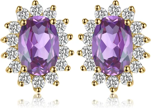 JewelryPalace Aretes tipo dormilona de la princesa Diana Kate Middleton con piedra natal con piedra natal de zafiro esmeralda y rubí para mujer,