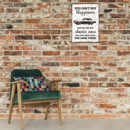 Miniatura 7 de EMOHAT Letrero de metal vintage con texto en inglés "You Can't Buy Happiness But You Can Buy a Classic Cars Funny Garage Metal Sign Home Bedroom Bar