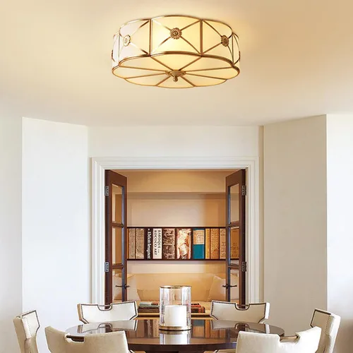 Miniatura 4 de Lámpara de techo empotrada de latón, lámpara de techo LED con 3 luces en forma de flor, pantalla de vidrio esmerilado, luz moderna cerca de techo