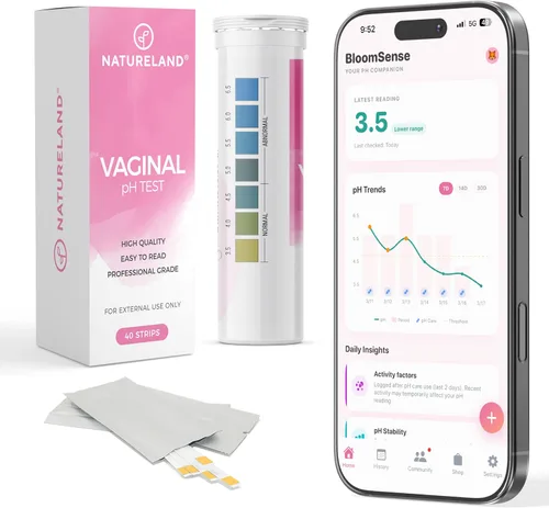 Miniatura 9 de Tiras reactivas de pH para la salud vaginal Natureland, prueba de pH femenina, paquete de valor Monitorea la salud íntima vaginal y previene