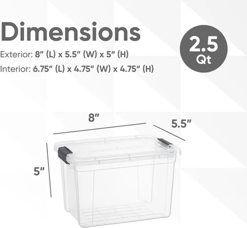 Miniatura 2 de Superio - Paquete de 3 contenedores de almacenamiento con tapas, cajas transparentes de 2.36 L para organizar, contenedores de plástico apilables