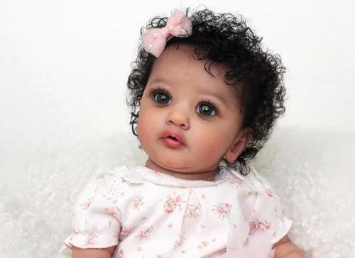 cosheng Muñecas de bebé Reborn negras – 23 pulgadas realista cuerpo suave, muñecas de bebé recién nacidas, ojos gris topo, tono de piel negro,