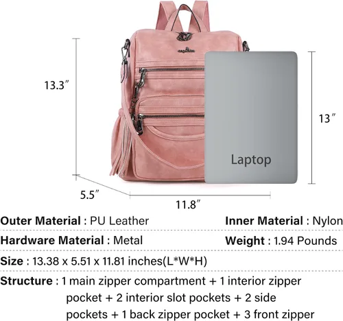 Miniatura 45 de Bolsos mochila monedero de piel sintética para mujer, bolsas con zíper, mochilas de hombro casuales