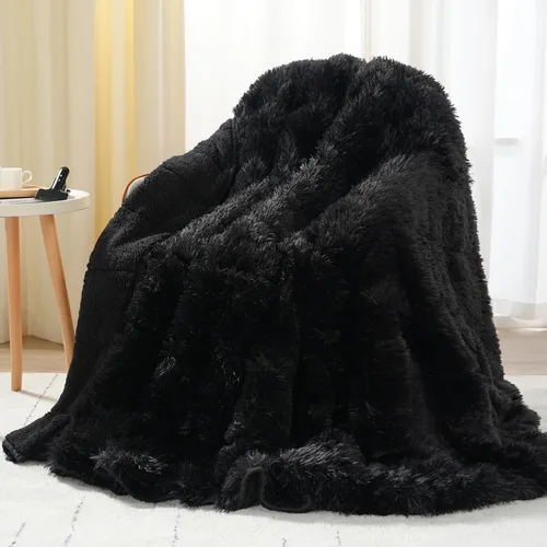 Uttermara Manta con Peso de Piel Sintética Peluda Tamaño Queen, 15 libras, Pelo Largo, Manta de Cama Sherpa Suave y Esponjosa para Adultos, Manta
