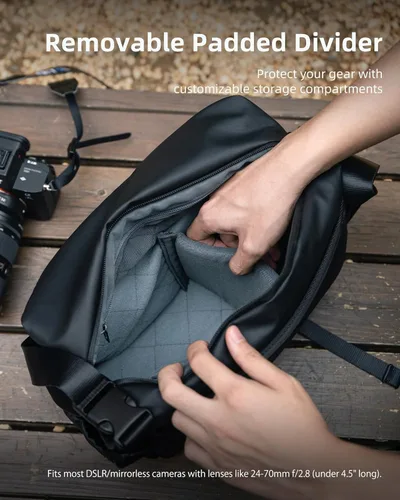 Miniatura 2 de llano Bolsa bandolera para cámara de 6L para fotógrafos, bolsa de hombro DSLR, pequeña, compacta funda cruzada para cámara con correa ajustable