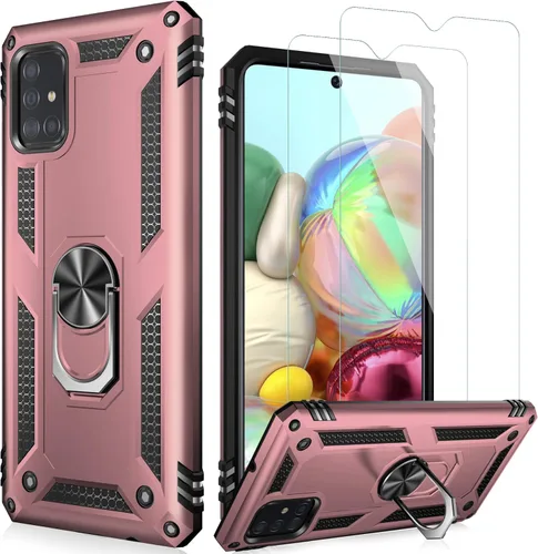 Miniatura 37 de LUMARKE Funda para Galaxy A51 4G con protector de pantalla, supera los 16 pies, probada en caídas, de grado militar, con soporte de anillo Rojo