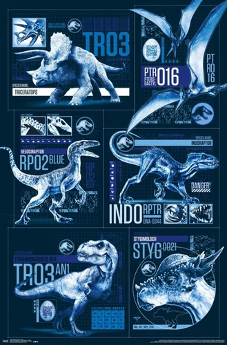 Miniatura 10 de Trends International Jurassic World: Fallen Kingdom - Póster de pared con cuadrícula, 14.725 x 22.375 pulgadas, versión enmarcada de madera