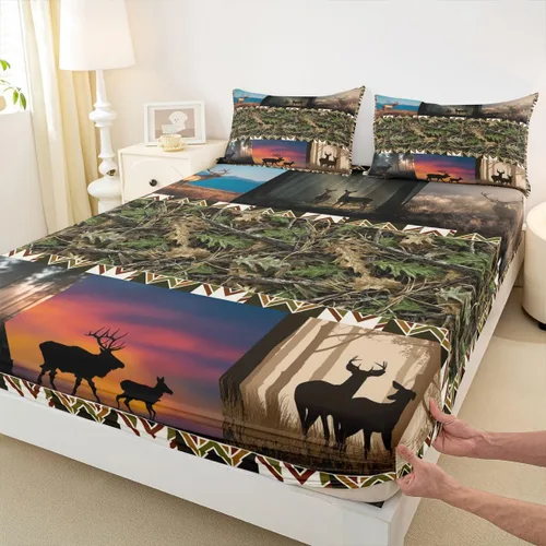Miniatura 18 de Erosebridal Happy Camping - Sábana bajera ajustable individual para niños, diseño de animales del bosque del bosque, para bebés, niños y niñas