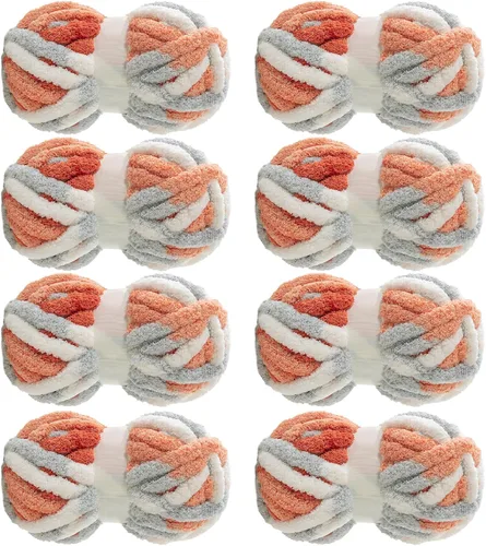 Miniatura 16 de MABOZOO Hilo Grueso Tie Dye para Tejer a Ganchillo Paquete de 8, Hilo de Chenilla Jumbo Esponjoso, Hilo de Felpa Suave Voluminoso, Hilo Gigante