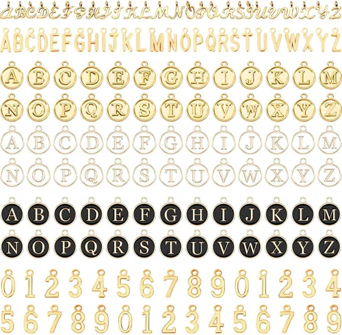 Miniatura 13 de SANNIX 156 piezas/6 juegos alfabeto ABC letras Charms Capital A-Z Charms DIY pulsera collar colgantes con 200 piezas abiertos Jump anillos