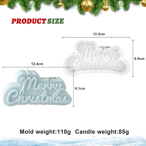 Miniatura 2 de Molde de vela de Navidad para hacer velas, molde de silicona 3D para fundición de resina, yeso, arcilla polimérica, decoración del hogar de Feliz