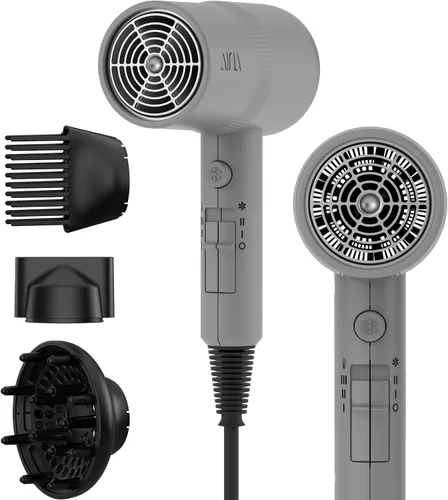 Miniatura 18 de AINA Secador de pelo con difusor, peine Secador de pelo para mujer, compacto, profesional, secado iónico Botón de disparo frío 110V/ALCI