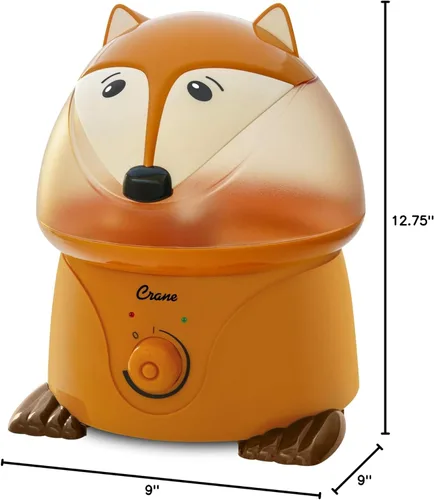 Miniatura 5 de Crane Humidificador ultrasónico de niebla fría animal de 1 galón para dormitorio y guardería, apagado automático, salida ajustable, zorro