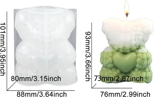 Miniatura 6 de Molde de vela de oso de rosa para resina epoxi 3D oso fabricación de velas molde de resina de jabón animal molde de silicona molde de fundición