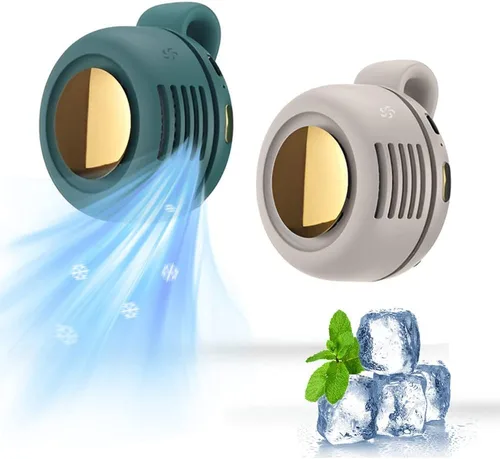 Miniatura 8 de Drkicsy 3 ventiladores pequeños de cuello con clip de torbellino, ventilador de enfriamiento portátil de 3 velocidades recargables, ventiladores
