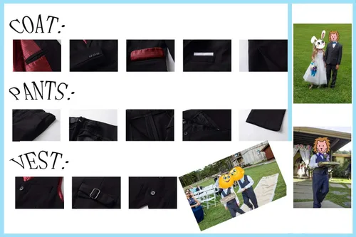 Miniatura 5 de Trajes de 5 piezas para niños, pantalones blazer ajustados, color negro y azul, traje para boda