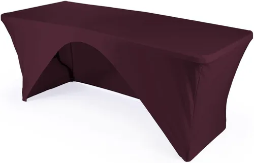 Miniatura 19 de LA Linen Mantel de elastano con respaldo abierto para mesa rectangular de 6 pies, 72 x 30 x 30 pulgadas, color negro