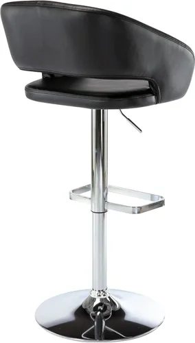 Miniatura 7 de Vogue Furniture Direct Taburete de bar ajustable con respaldo y brazos huecos, moderno taburete giratorio de piel sintética, silla de barra de Negro