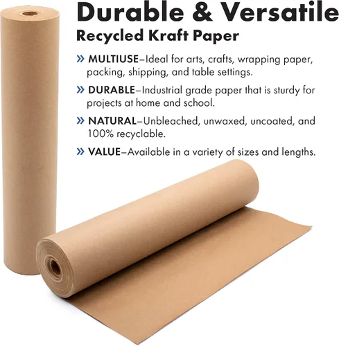 Miniatura 2 de Papel kraft de 30 x 150 pies para envolver regalos, tablón de anuncios, artes y manualidades, ramo de flores, cubierta de mesa, póster, embalaje