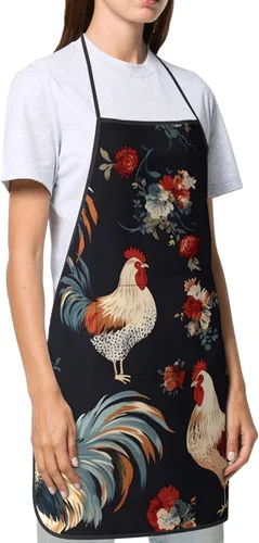 Miniatura 7 de Delantal impermeable ajustable babero con 2 bolsillos verde naturaleza delantales de cocina para mujeres y hombres, baberos de chef para hornear