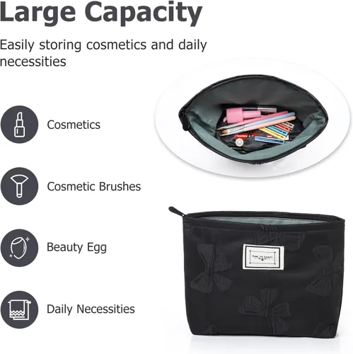 Miniatura 3 de Sightor Bolsa de maquillaje estética, bolsa de cosméticos de gran capacidad, bolsa de maquillaje floral de lona, bolsa de viaje, bolsa