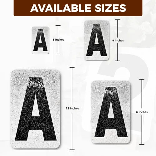 Miniatura 2 de Despegar y pegar individuales, números y letras de aluminio reflectantes, se adhiere al hormigón, madera, metal, azulejos, ladrillo, vidrio, 4
