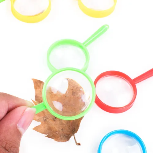 Miniatura 4 de Super Z Outlet Mini lupas de 2 pulgadas con bolsillo de plástico para niños, detective, explorador, manualidades, recuerdos coloridos para fiestas