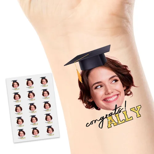 Miniatura 14 de Tatuajes temporales personalizados, personaliza cualquier foto tatuajes para cumpleaños, boda, despedida de soltera, 1 juego de 15 tatuajes Patrón 9