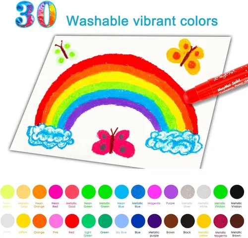 Miniatura 2 de MayMoi Varillas de pintura al temple - 30 colores brillantes, secado rápido, fáciles de colorear y lavables para adolescentes y estudiantes