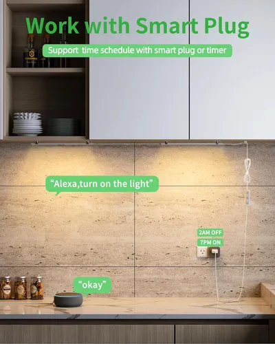 Miniatura 3 de Enchufe de iluminación para debajo del gabinete, luces regulables para debajo del mostrador para cocina, 2 piezas de 12 pulgadas, luz LED USB blanco