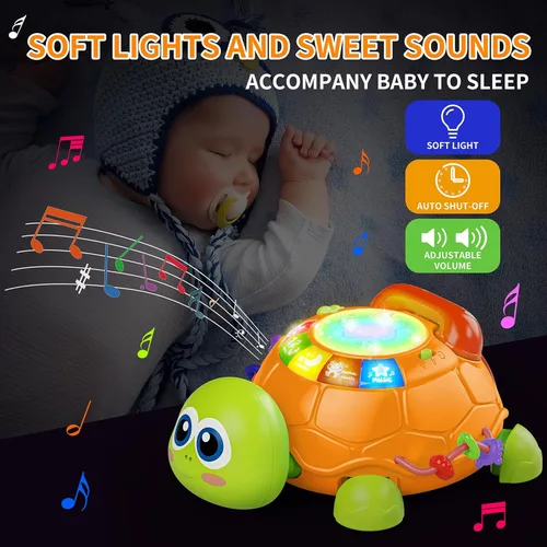 Miniatura 5 de Letapapa Juguetes para bebés de 6 a 12 meses, juguetes musicales de tortuga para bebés de 12 a 18 meses, juguete de gateo con luz y sonido, juguete