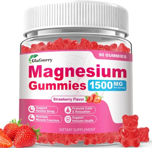 Miniatura 8 de Gomitas de magnesio de 180 unidades, suplemento de magnesio de alta absorción para adultos y niños, apoyan la calma y la salud muscular, sin azúcar