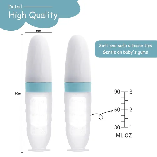 Miniatura 9 de Alimentador de Comida para Bebé Paquete de 4 Cucharas Dispensadoras de Comida de Silicona para Bebés - 3 oz Cucharas de Alimentación por Compresión